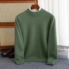 Men's Half-high Collar Sweater Autumn Winter Warm Solid Color Knit Sweater