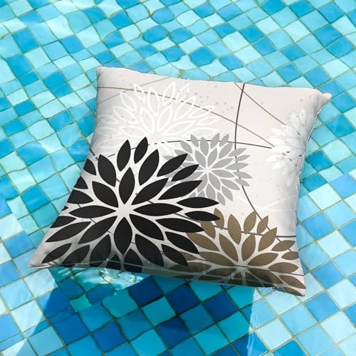 Outdoor Pillow Covers 16x16 Inch Set of 2 16" x 16" (Pack of 2) Black Brown - Bild 2 von 6