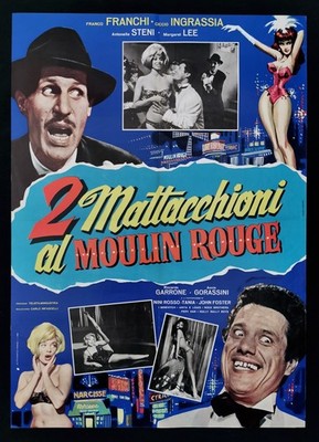 2 MATTACCHIONI AL MOULIN ROUGE manifesto poster Franchi Ingrassia DUE E25