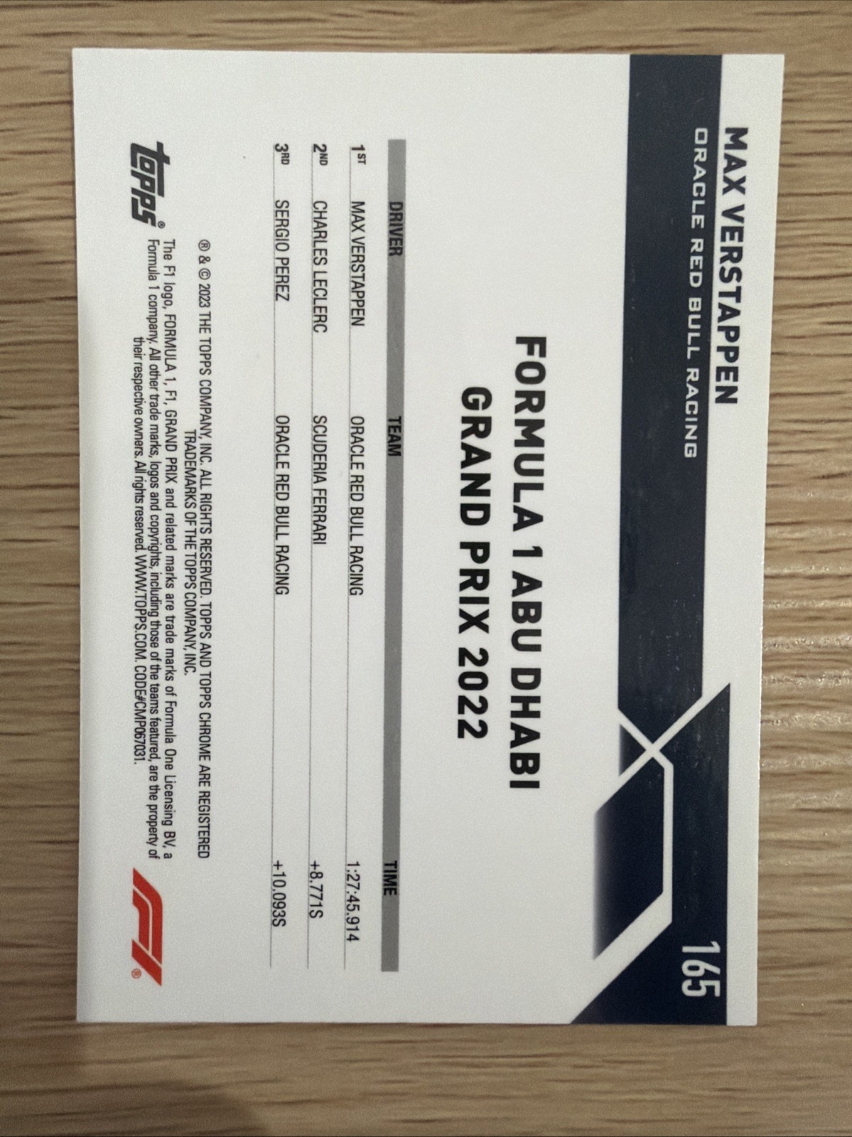 2023 Topps Chrome F1 Max Verstappen #165 Checker Flag X-Fractor view 2