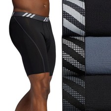 Adidas Mens 3 Pack Performance Mesh Long Boxer Brief Gray/Black Onyx Small NIP