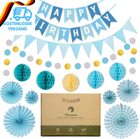 Meowoo Geburtstagsdeko, Blau Geburtstag Party Deko - Happy Birthday Girlande, Wi