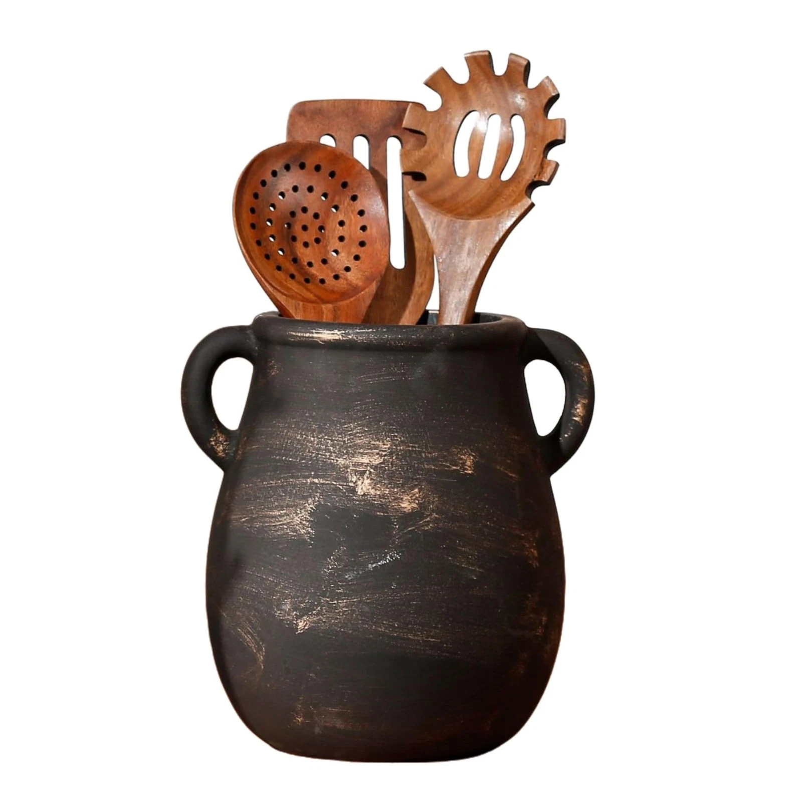 Rustic Kitchen Utensil Holder for Countertop, Ceramic Utensil Crock for Kitch...