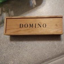 1970s Vintage Set DOUBLE SIX Dominoes - 28 pieces w/Original Wooden Slide Box