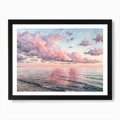 Sonnenuntergang am Strand 2 Kunstdruck Fra gerahmt Wandbild Poster Leinwanddruck Bild