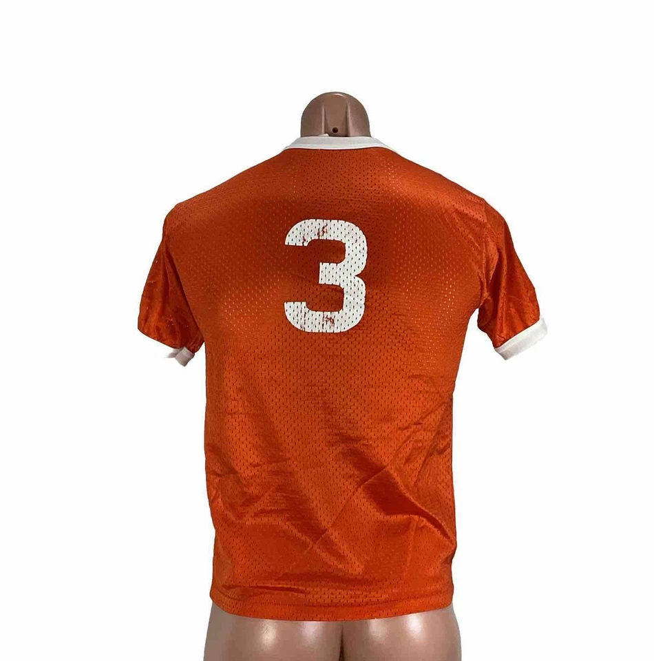 Camiseta deportiva de béisbol de colección años 80 Madison Wisconsin seguro mutuo para hombre pequeña naranja Foto 2 de 4