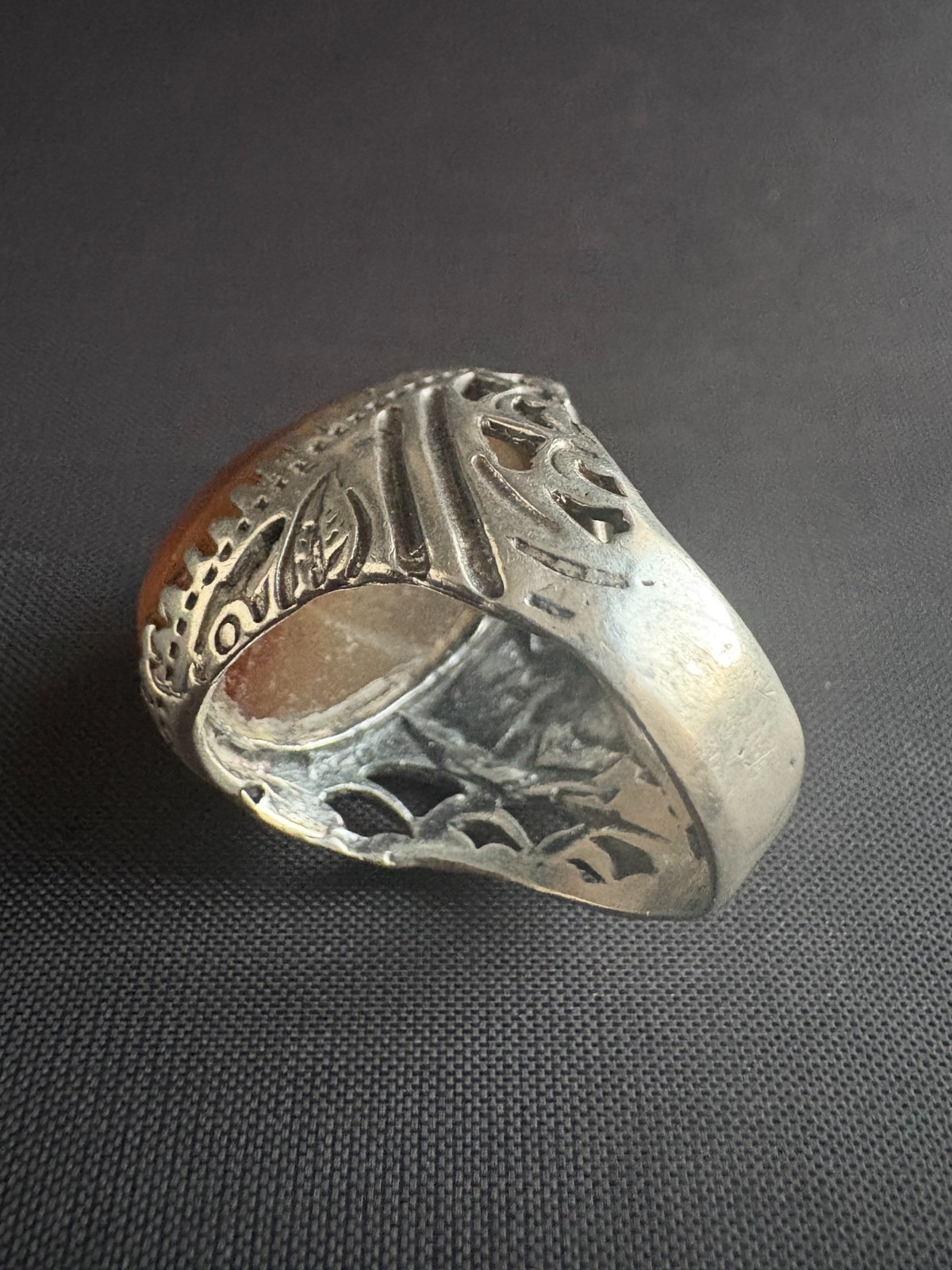 925 Sterling Silver Ring Cabochon Agate Ring Hand… - image 5