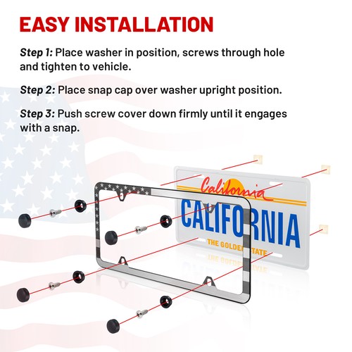 2x American Flag License Plate Frame Holder for Subaru Forester Impreza Outback - Picture 6 of 7