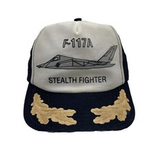 VTG F-117A Hat Black Cap Snapback Mesh Trucker Scrambled Egg USA MADE (no foam)