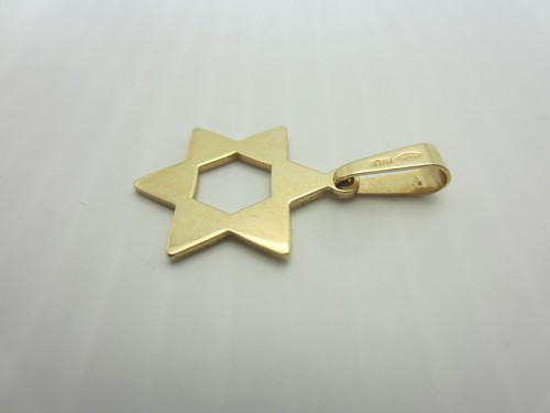 14k Yellow Gold Star of David Pendant Jewish - Picture 6 of 8
