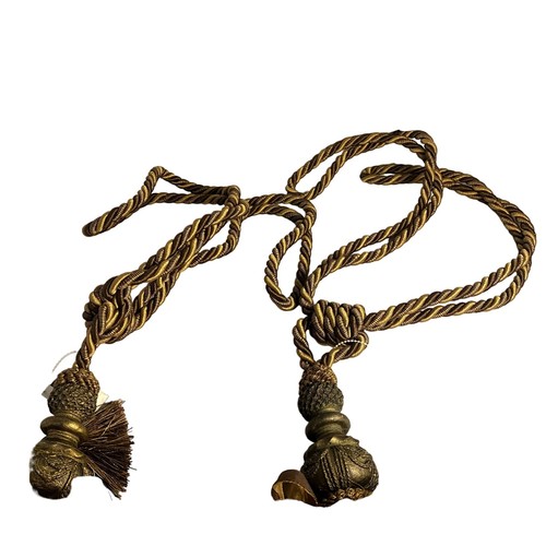 #7737 Fancy Brown Drape Rope Ties Backs with Metal Decorative Ends - Picture 4 of 5