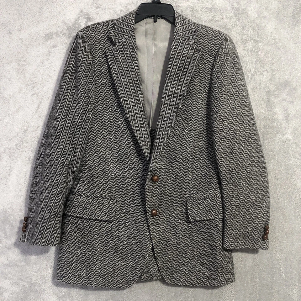 Abrigo deportivo vintage Stanley Blacker espiga traje chaqueta blazer 40R negro EE. UU. Foto 2 de 4