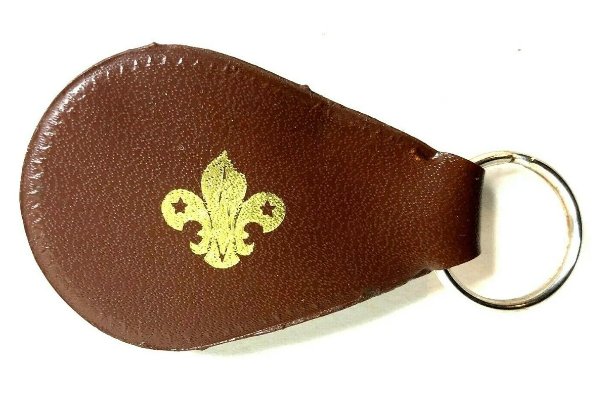 Vintage Bispham Hall Scout Estate Keyring Brown Vinyl 60 x 39 mm