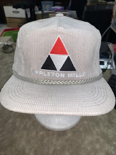 GORRA DE BÉISBOL APPLETON MILLS GRIS PANA SOMBRERO TRASERO NEGRO BILLETE RECTO - Imagen 2 de 6