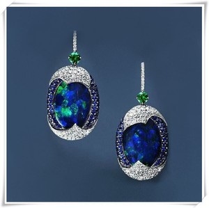 925-Silver-Arrival-Real-Blue-Opal-Sapphire-Woman-Ear-Hook-Hoop-Earrings-Wedding