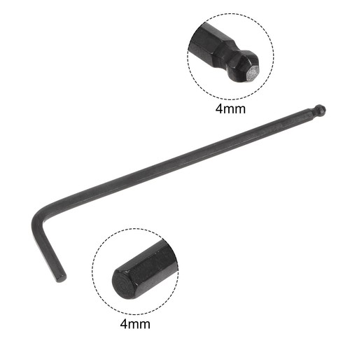 3pcs 4mm Ball End Hex Key Wrench, L Shaped Long Arm CR-V Repairing Tool, Black - Picture 3 of 7