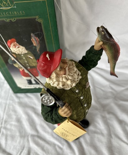 Kurt Adler KSA Christmas Santa Fisherman Fishing Fabriche Field & Stream Figure - Picture 9 of 23