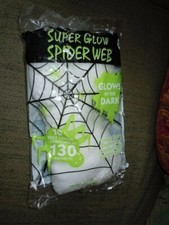 2 SUPER GLOW SPIDER WEB GLOWS IN THE DARK NEW 10 FT LONG STRETCHES TO 130 SQ FT