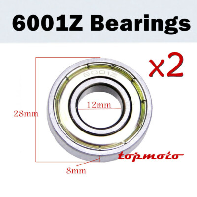2pcs 28mm x 12mm x 8mm Roller-Skating Wheels Deep Groove Ball Bearing 6001Z