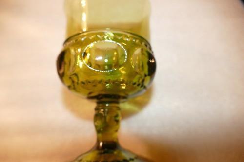 Set Of 3 Indiana Glass Co Kings Crown Thumbprint Glasses Green Avocado 4 3/8" T - Picture 7 of 8