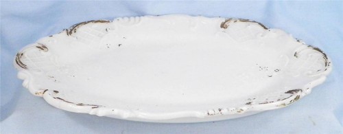 Victorian Milk Glass Bureau Tray Fans Flowers Lattice Scrolls Gold Paint Antique - Picture 6 of 7