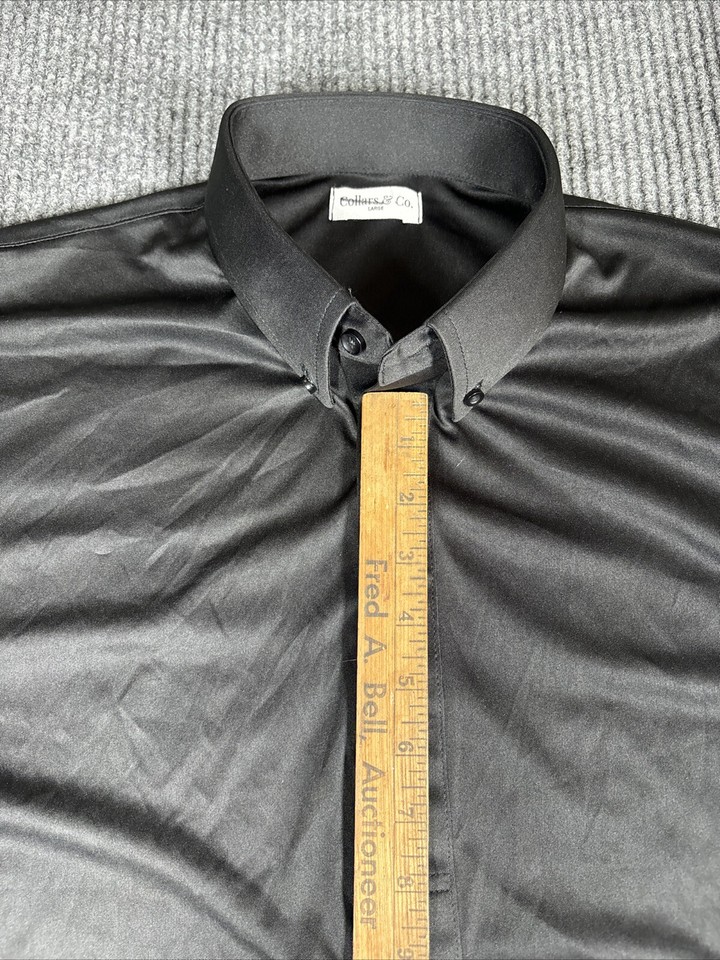 NWOT Collars and Co Collar Polo Golf Shirt Mens Large Black Solid Flat
