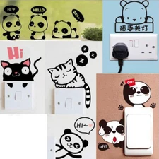 DIY Funny Cute Cat Dog Switch Stickers Wall Stickers Home Decoration Bedroom #