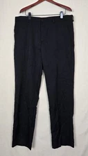 PERRY ELLIS PORTFOLIO Mens Black Poly & Elastane Flat Dress Slacks Pants 40/31.5