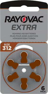 6 x Rayovac Extra Advanced Hörgerätebatterien 312 312AU-6XEMF 6er Blister