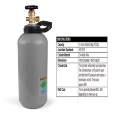2.6Kg 4 Litres Carbon Dioxide CO2 Gas Bottle Cylinder Full  AU Standard  FP