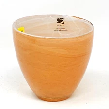 Kosta Boda Sweden Sea Glasbruk Art Glass Votive Holder Orange