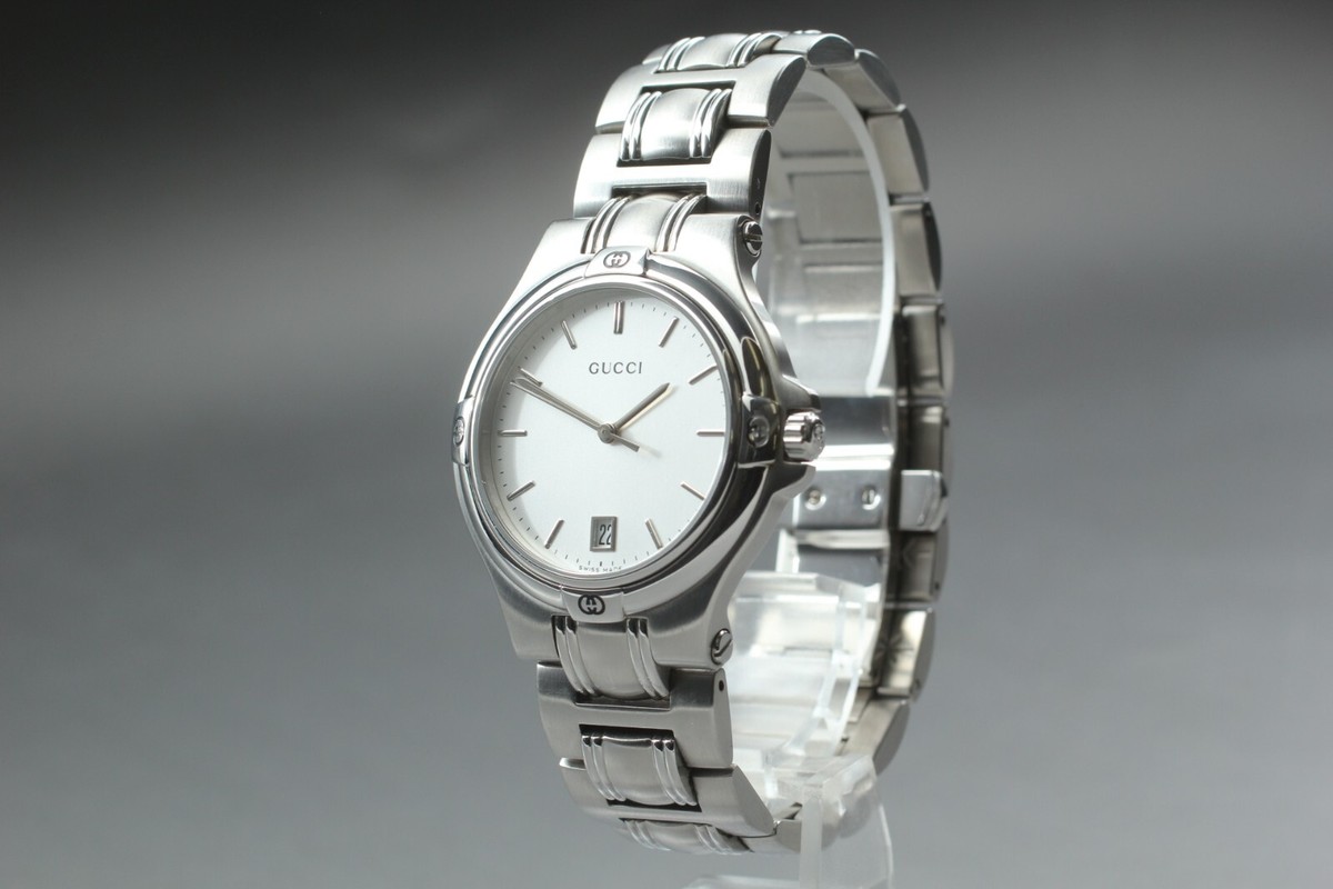 【⭐️美品❣️稼動⭐️】GUCCI 9040M クォーツ 腕時計 シルバー文字盤 ◇Vintage N MINT◇ Gucci 9040M Silver Dial Date Men's Qz Watch | eBay