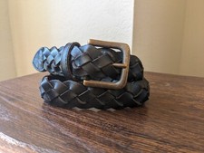Lands' End Black Leather Braided Kids Youth Boys Size Small Belt