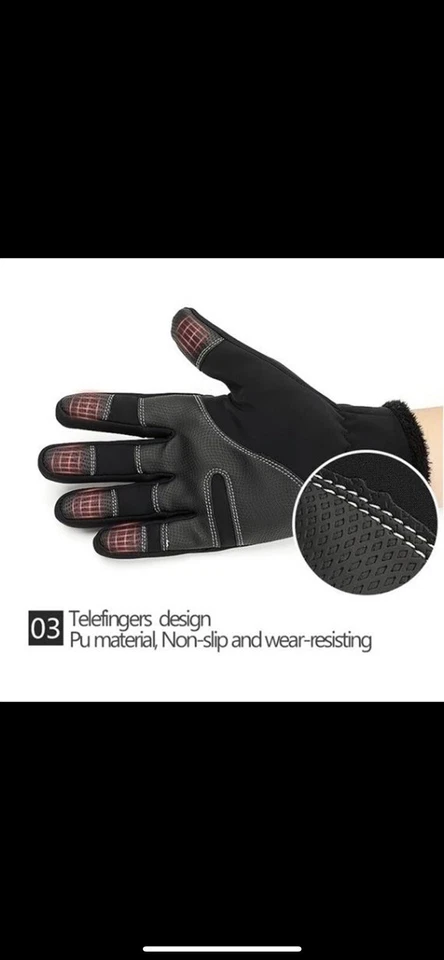 Guantes de Invierno Impermeables Térmicos Pantalla Táctil Térmicos A Prueba de Viento Guantes Térmicos Foto 2 de 4