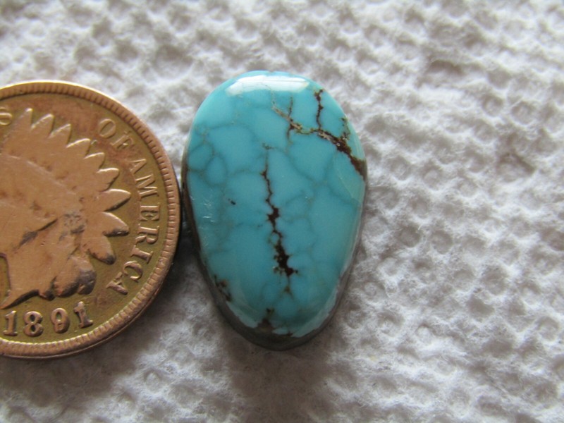 Turquoise Cabochon 9.1 carat Cab Unknown Origin Web Blue Green Boulder