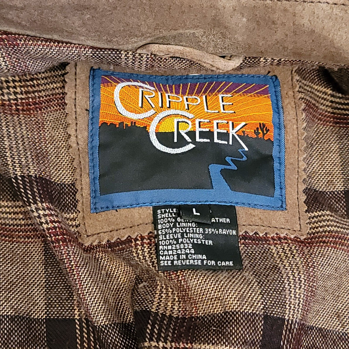 Vintage Rare Cripple Creek Shell 100% Genuine Leather Bomber Men's
