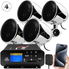Bluetooth Amplifier Stereo Audio FM Radio System Motorcycle Waterproof 4 Speaker