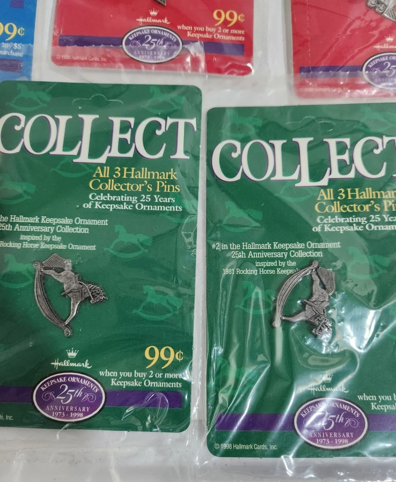 Paquete de 7 prendedores de solapa navideña de metal con sello vintage 1998 #1, #2, #3 Foto 4 de 4