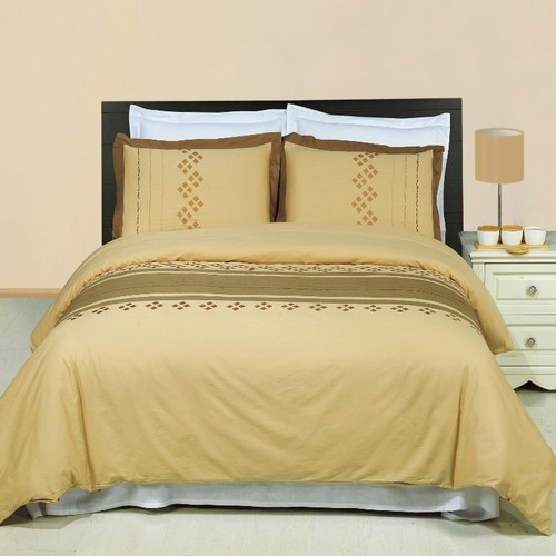 Juego de 3 fundas de edredón bordadas de madera de lago - 100% algodón con fundas de almohada a juego - Imagen 4 de 5