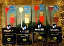 Fusebox Reversible 90 Degree Cable Mirco USB 4FT - lot of 4