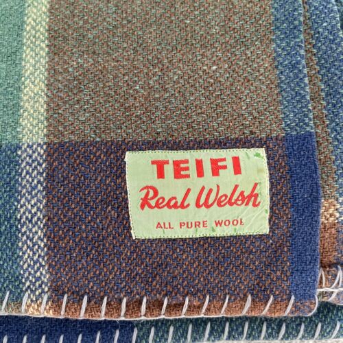 Teifi Real Welsh 100% Wool Blanket Vintage 1960s Stunning Colours Flaws Pls Read - Picture 2 of 12