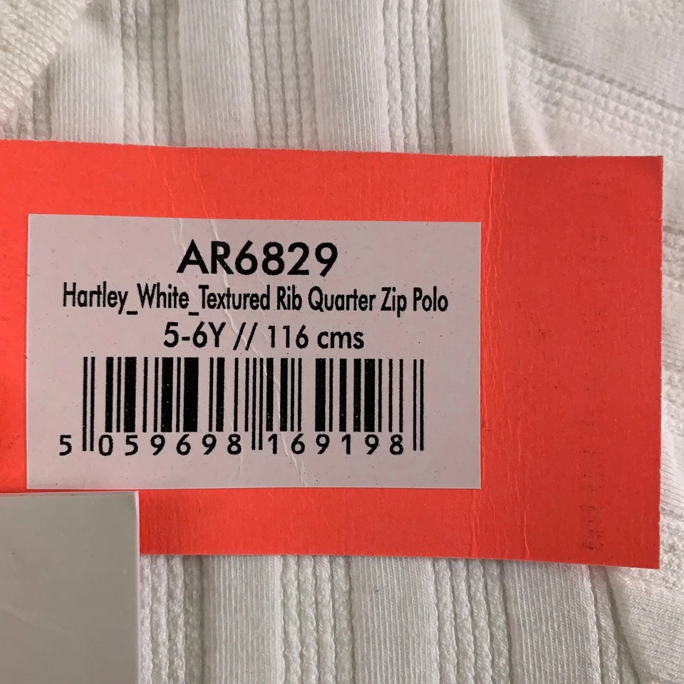 Polo Angel & Rocket Niños Talla 5/6 Blanco Hartley Texturizado Costilla Cuarto Cremallera Nuevo con Etiquetas Foto 3 de 4