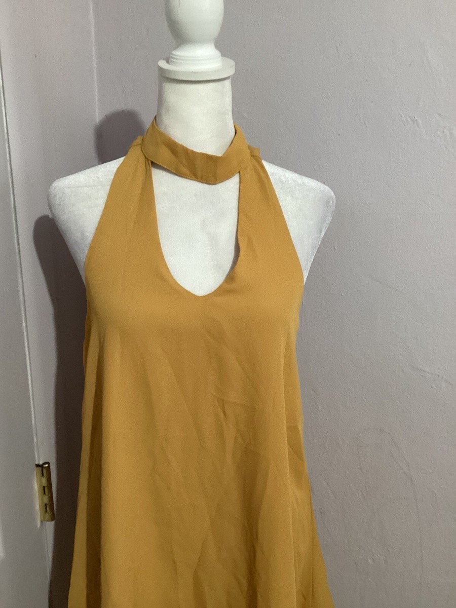 Lulu’s Groove Thing Golden Yellow Swing Mini Dress Sleeveless S View 2