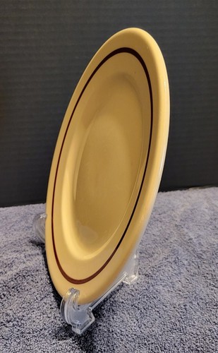 Buffalo China Cafe VTG Restaurant Ware Tan w/Brown Rim 9" Heavy Luncheon Plate - Picture 2 of 7