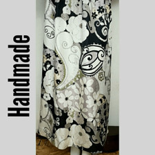 Vintage Handmade Silky Floral Full Skirt 28W