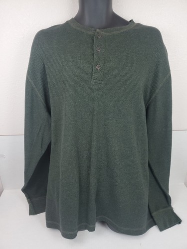 RedHead Lightweight Sweater Green Long Sleeve 3 Button Henley Mens Sz XL X-Large - Picture 2 of 12
