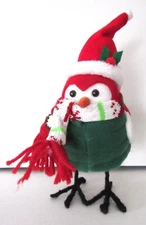 Holiday Time Fabric Bird in Vest with Knit Hat & Scarf