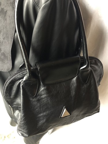 Bolso de Mano Fontanelli Cuero Negro Hecho en Italia Calidad Superior Plegable de Viaje - Imagen 12 de 12