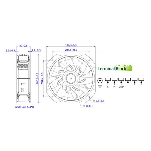 For KAKU Axial Cooling Fan 28080 AC220-240V 0.57/0.64A KA2880HA2 - Picture 4 of 5