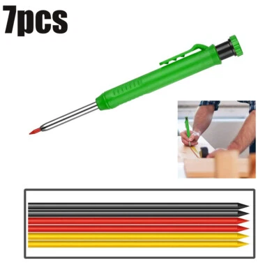 7pcs Carpenter Pencil Set Woodworking Deep Hole Mechanical Pencils Marker Tool